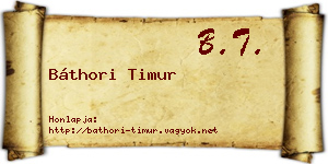 Báthori Timur névjegykártya